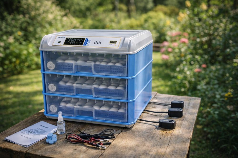 Распродажа! Инкубатор автоматический 12-220В Птаха Інкубатор + овоскоп