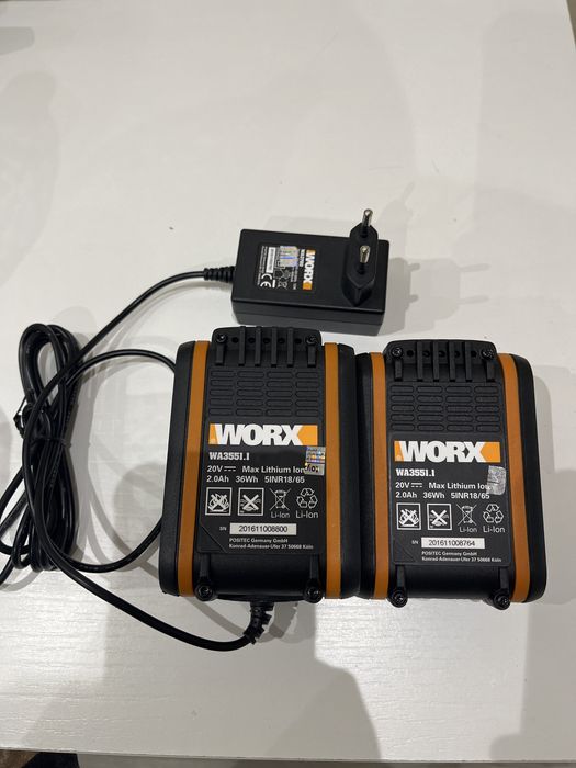 2x akumulator Worx 20V 2.0Ah + ładowarka