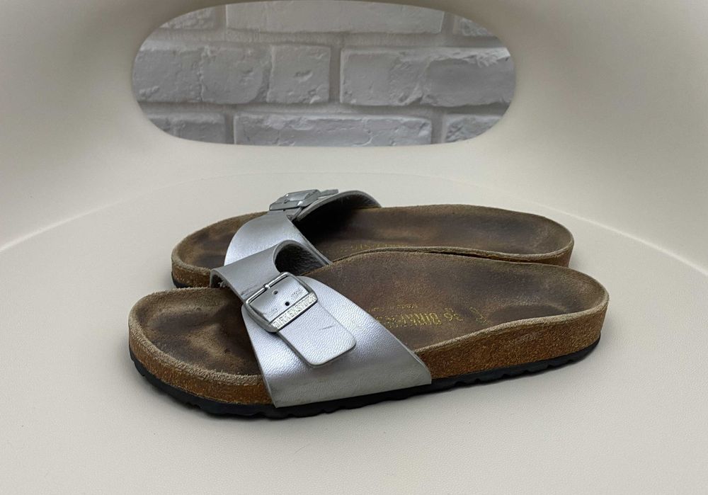 Klapki Damskie Birkenstock Madrid Silver Srebne Rozmiar 36