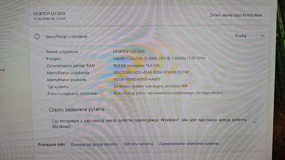 PC i3 10100 UHD 4/8x4.30GHz+16GB+512GB SSD Win11/N Klaw,mysz Led+DVD