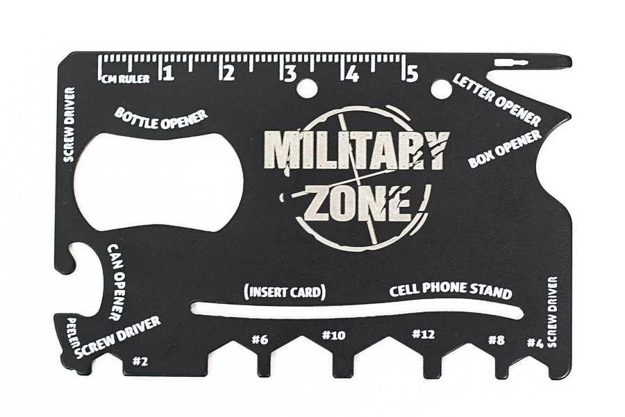 Karta survivalowa multitool MILITARY ZONE otwieracz, śrubokręty