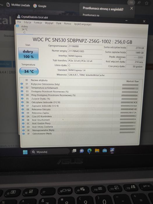 Asus laptop F515J BQT706T stan idealny