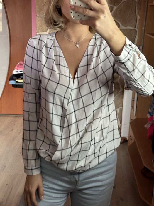 Biała koszula damska w kratę Mohito 36 S