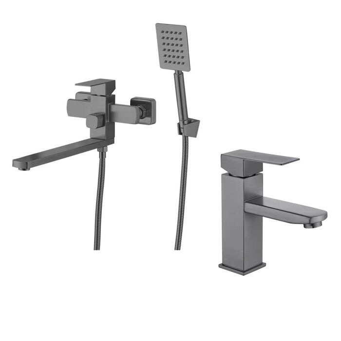 Набор смесителей Везер из нержавеющей стали цвет графит.