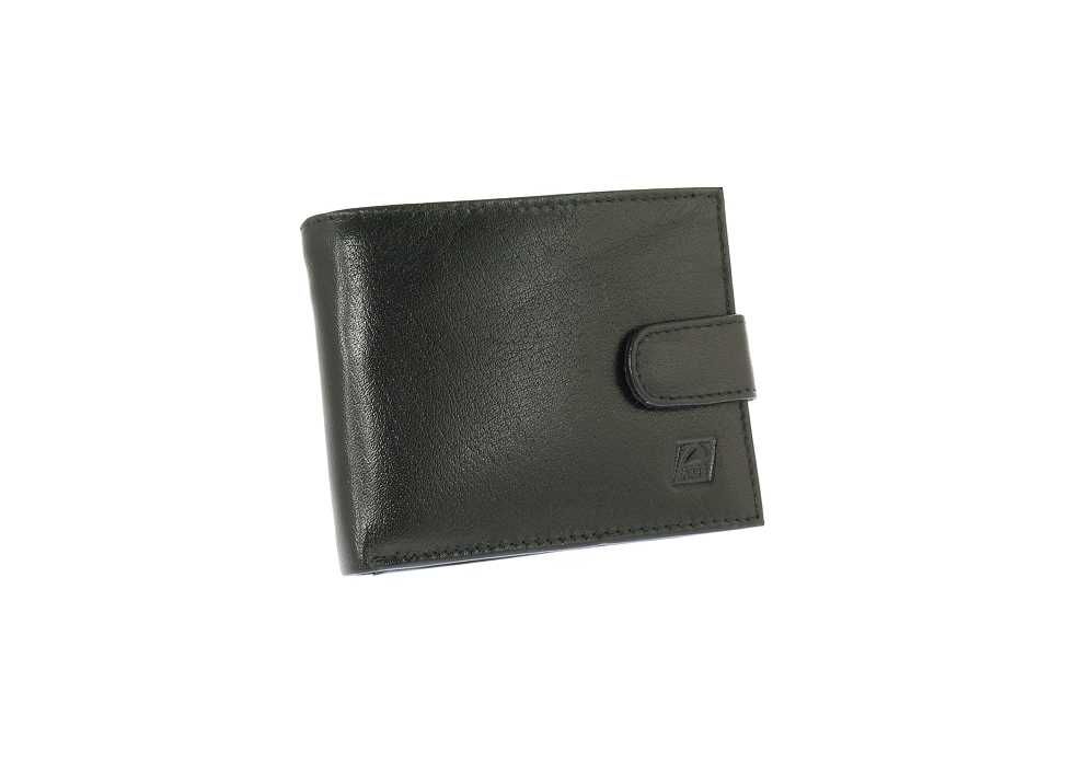 Skórzany portfel męski czarny poziomy Polski producent skóra 100%
