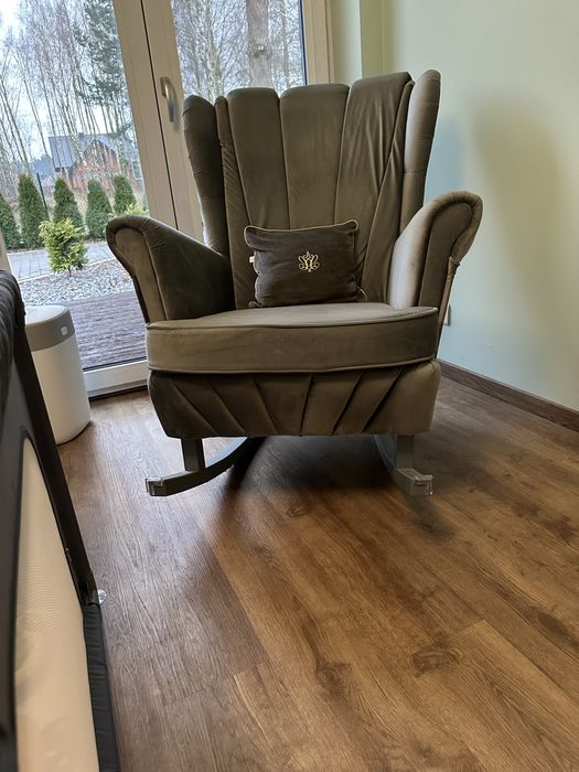 Fotel bujany caramella XXL szary stan bdb+