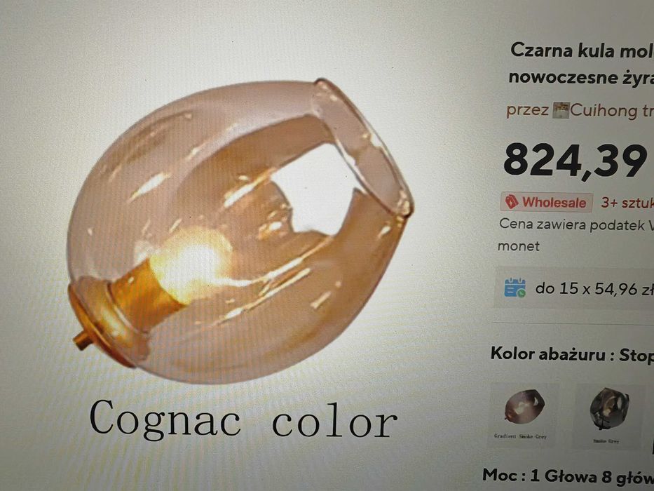 Żyrandol złoty molekularny Loft glamour  8 i 6 ramienny