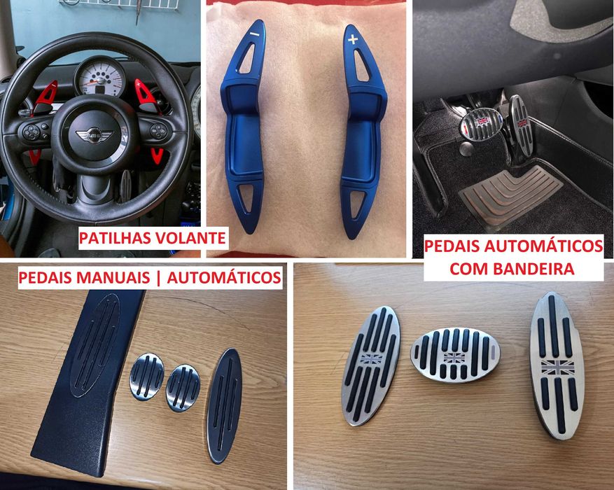 Patilhas velocidades volante MINI COOPER | Capas PEDAIS AUTO / MANUAIS