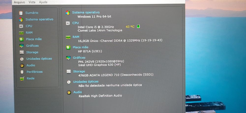 Mini-Pç Prodesk HP-400G6 10ªG|i5-10500T-3.8G|NVMe-512G|16G|5G+BT|W11