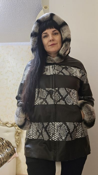 Куртка кожанная с нат.мехом