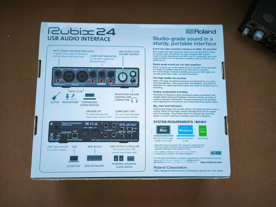 Звукова карта USB аудіоінтерфейс  24-bit/192 kHz Roland Rubix24 – новий