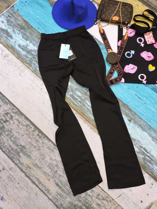 Loavies Nowe czarne satynowe spodnie XS