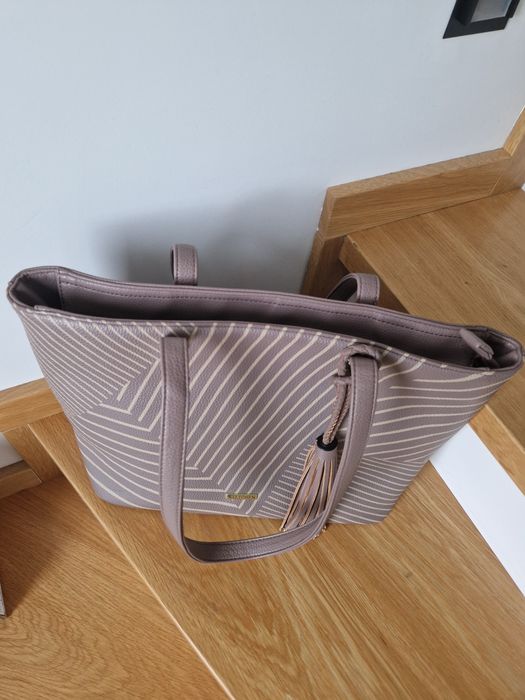 Torba Shopper Wittchen fioletowa liliowa skórzana chwost brelok