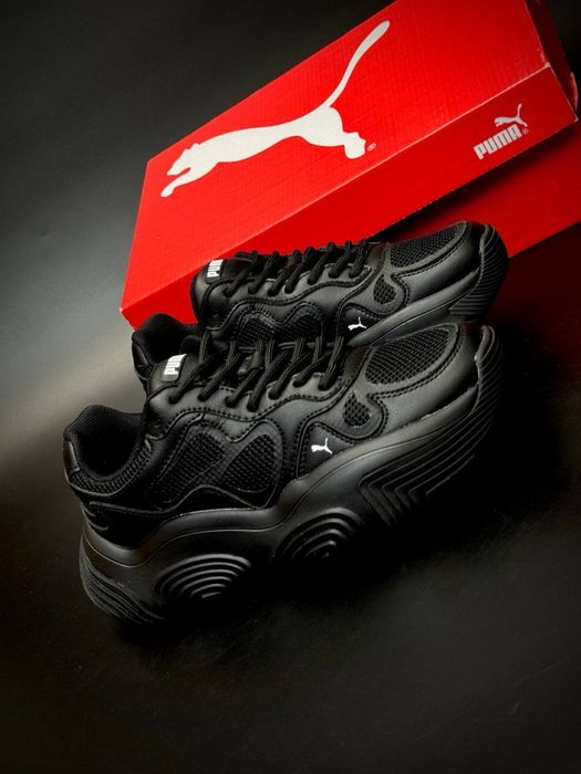 Весна 2026 / кожаные Puma / женские черные деми кроссовки/пума женские