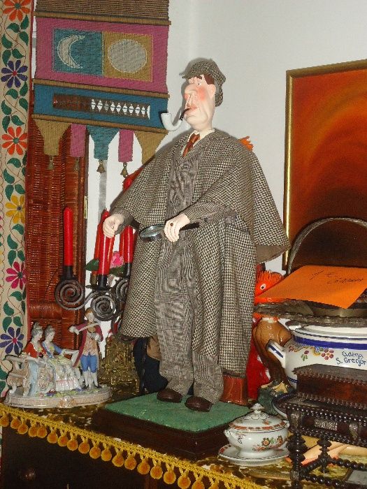 Cachimbo estátua Sherlock Holmes- Cabeça, mãos e cachimbo em cerâmica