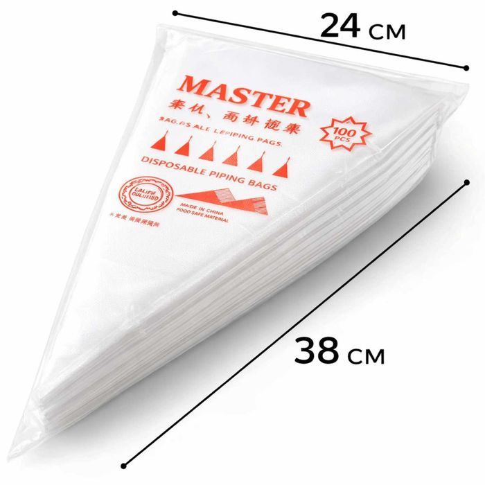 Одноразовые кондитерские мешки для крема Master L (38×24 см, 100 шт)