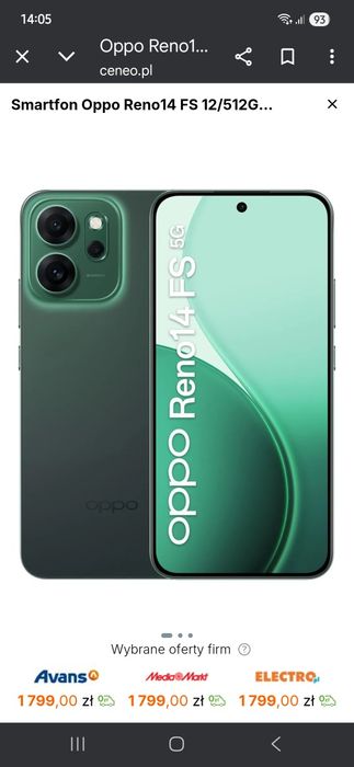 Smartfon oppo reno 14 fs nowy