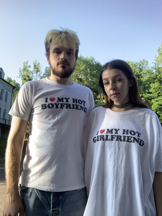 Футболки парні I love my hot girlfriend boyfriend подарунок закоханих