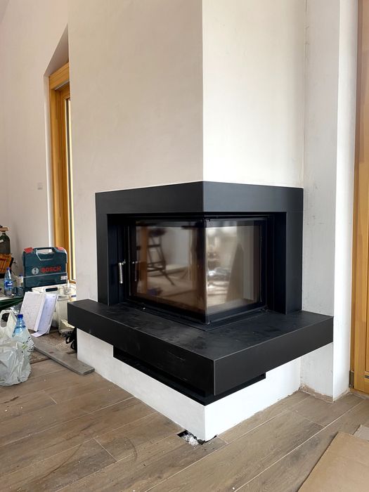 kominek + spieki kwarcowe/ Laminam