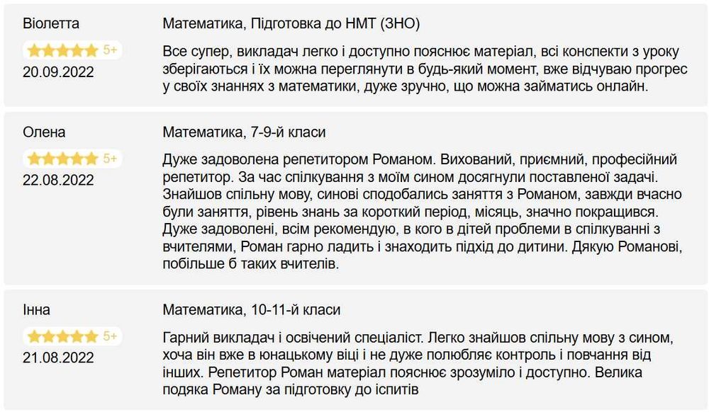 Репетитор із математики ЗНО/НМТ