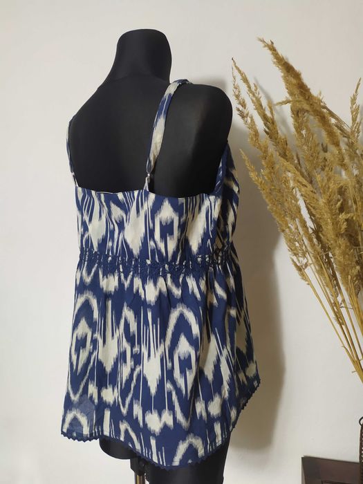 Bershka Bawełniana Niebieska bluzka na ramiączkach Hippie Boho 44 XXL