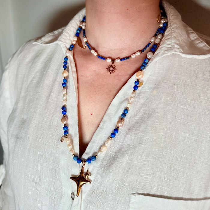 Komplet z lapisu lazuli i pereł