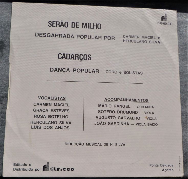 "Grupo Folclórico da Ilha de S. Miguel Açores " Disco vinil