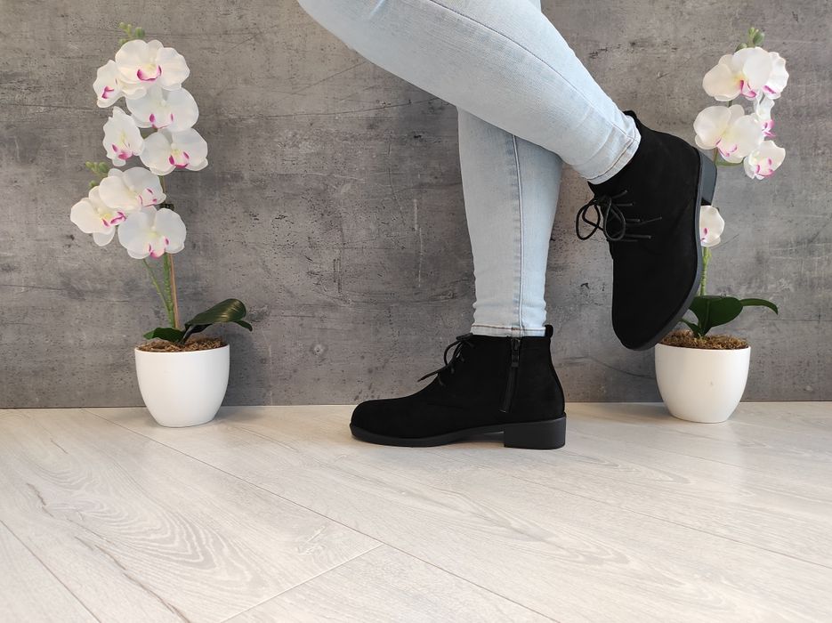 Botki damskie zamszowe ocieplane 36-41 wyprzedaż zamek