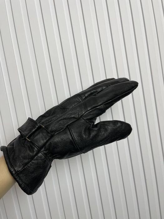 Кожаные черные мужские перчатки рукавицы