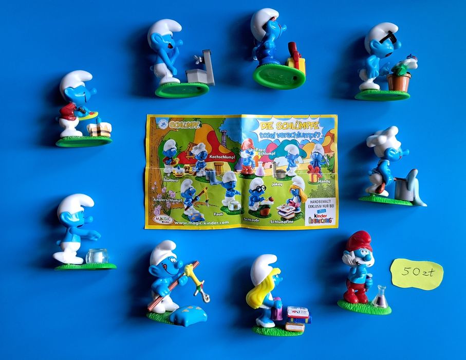 Smerfy z jajek kinder niespodzianka