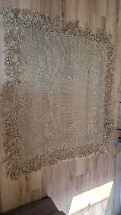 Obrus brązowo złoty lśniący ręcznie robiony 120cm×140cm