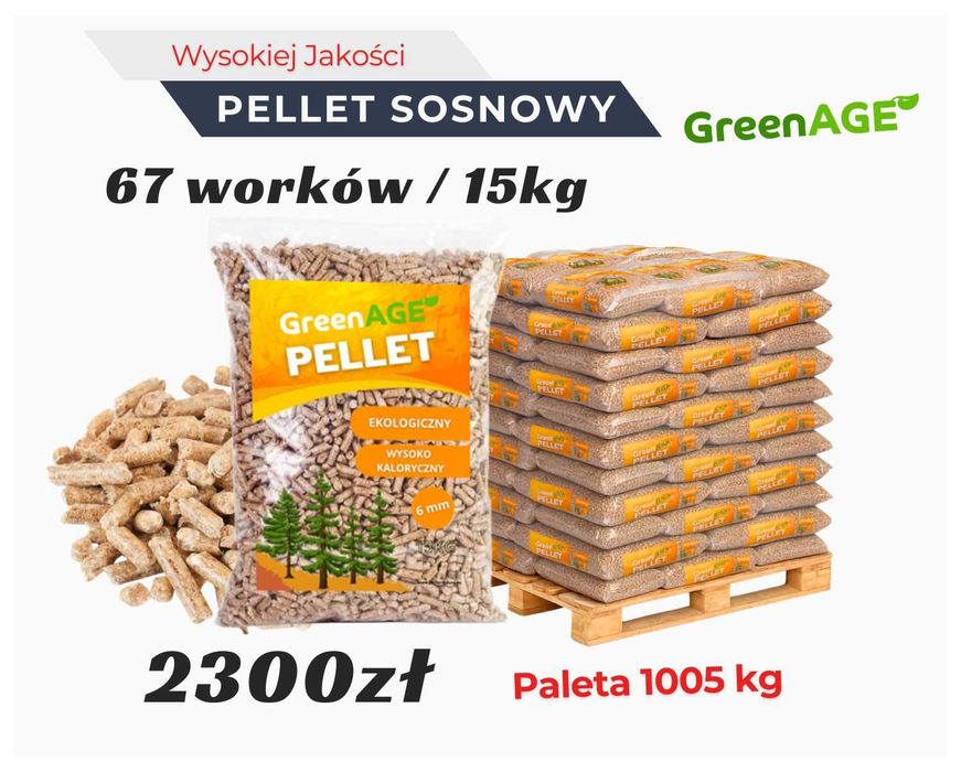Wysokiej jakości Sosnowy Pellet - 1005 KG 67 Worków x 15 kg - Śląsk