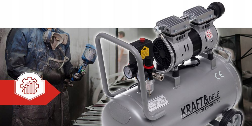 Profesjonalny kompresor bezolejowy kompresor sprężarka 50l 8bar KD1396