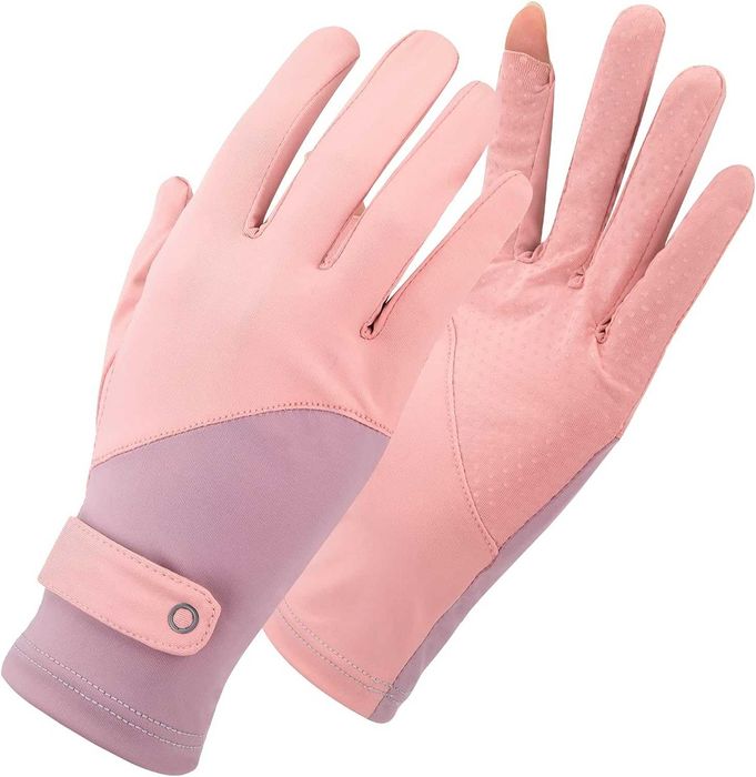 Luvas protecção solar UV para mulher ciclismo condução manicure - rosa