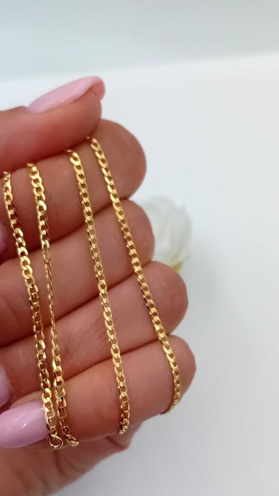 Złoty łańcuszek 50 cm Diamentowana PANCERKA próba 585 NOWY / Fajne Okazje