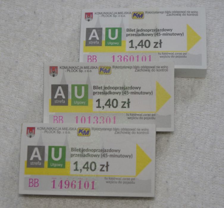 Kekcjonerskie bilety ulgowe KM Płock