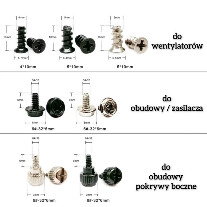 Zestaw śrub śrubek do komputera, dla majsterkowicza