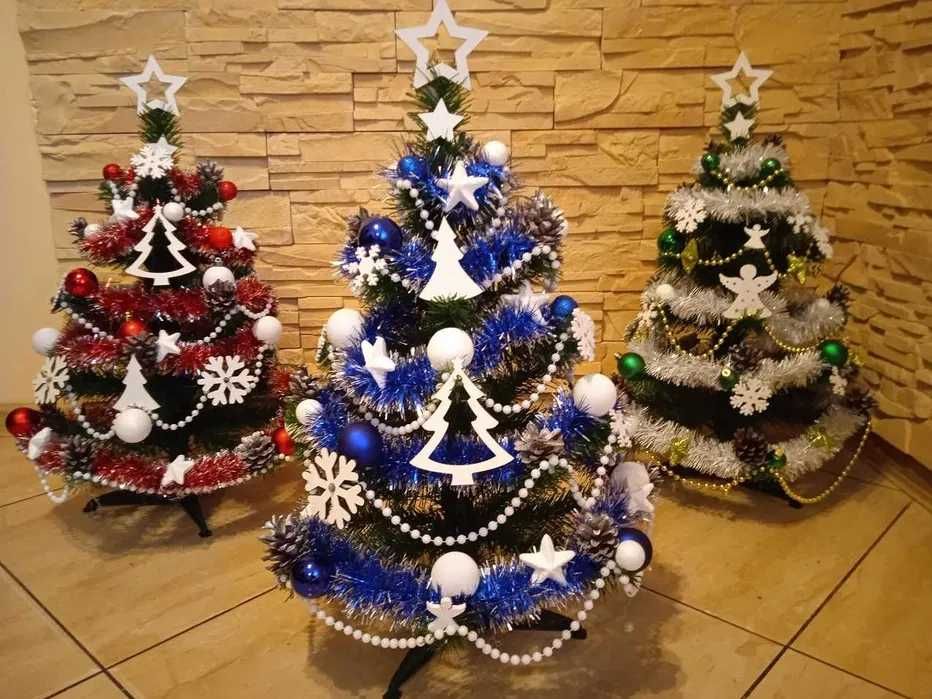 Mała choinka UBRANA z dekoracją 80 cm z lampkami LED GOTOWA