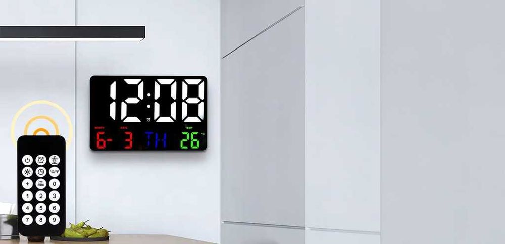 Zegar Cyfrowy Ścienny Biurkowy LCD Data Temperatura Alarm Budzik 24H