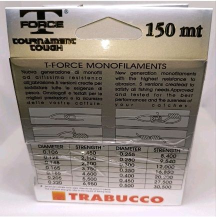 Pack de 4 Linha de Pesca Trabucco T-Force Tournament Tough 150m 0.128m