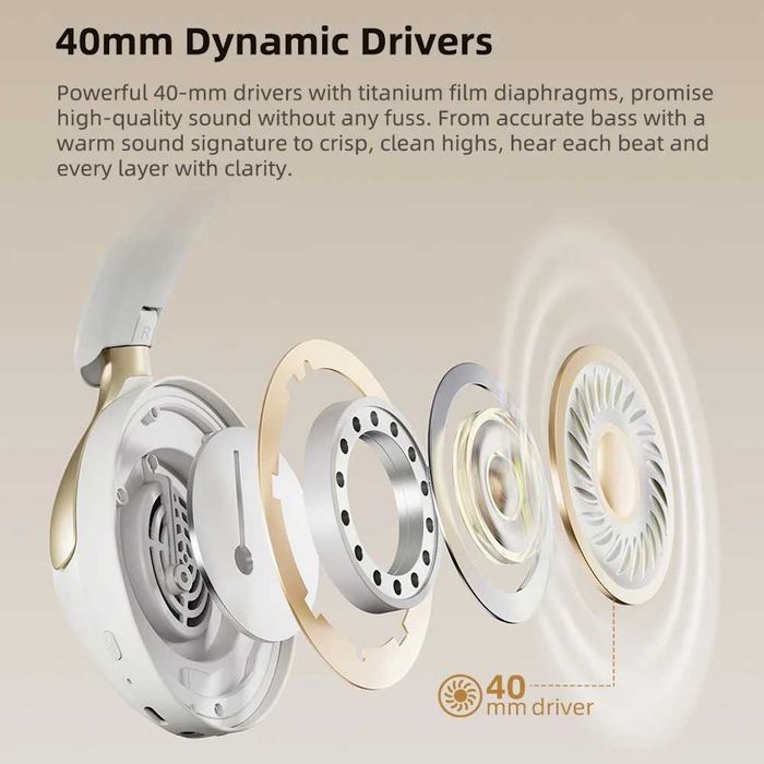 Навушники QCY H3 Pro Hi-Res LDAC ANC 50dB Noise Canceling BT5.4 White/Blue