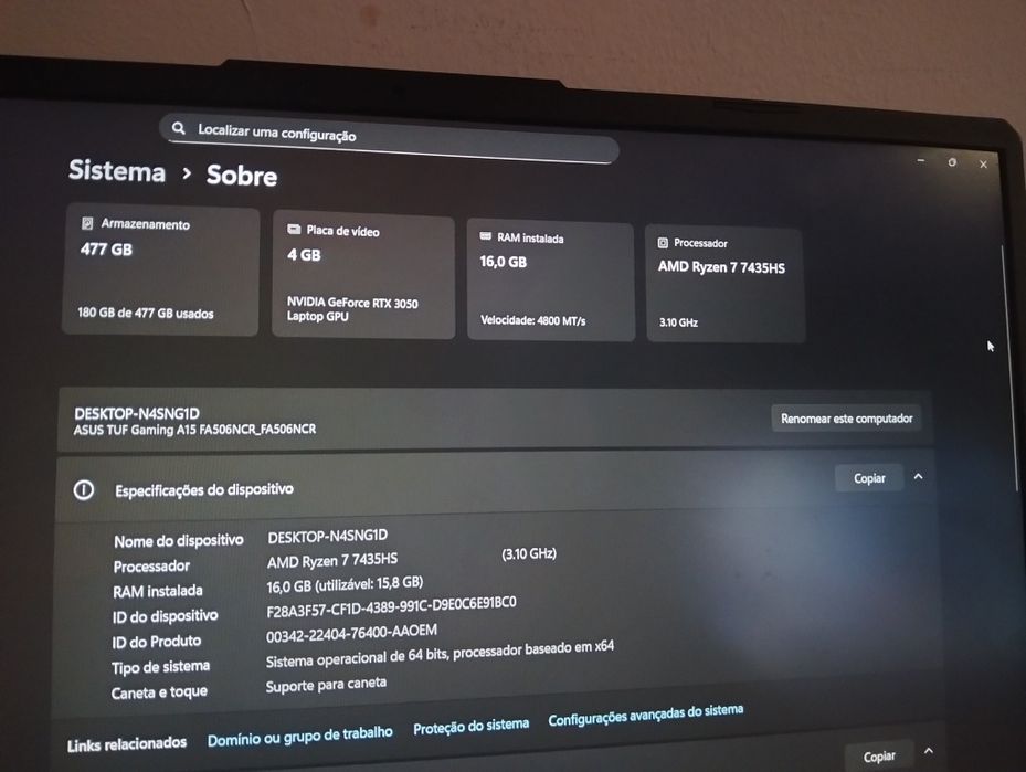 ASUS TUF Gaming A15 | Ryzen 7 | RTX 3050 | Excelente estado