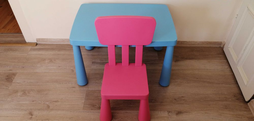 Stolik i krzesło dla dziecka Mammut IKEA Niebieski/Różowy