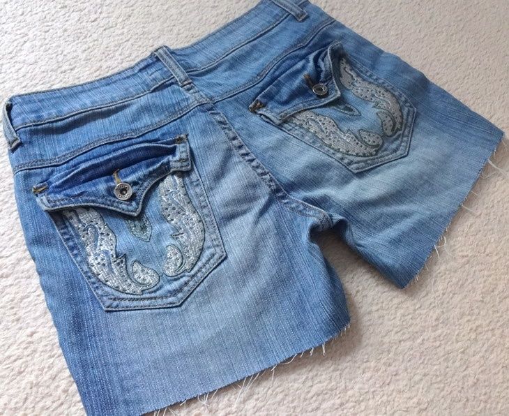 Spodenki jeansowe aplikacje skrzydła