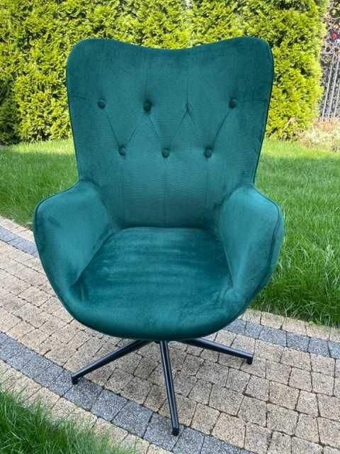 Fotel biurowy elegancki obrotowy Uszak / obicie Welur Zielony