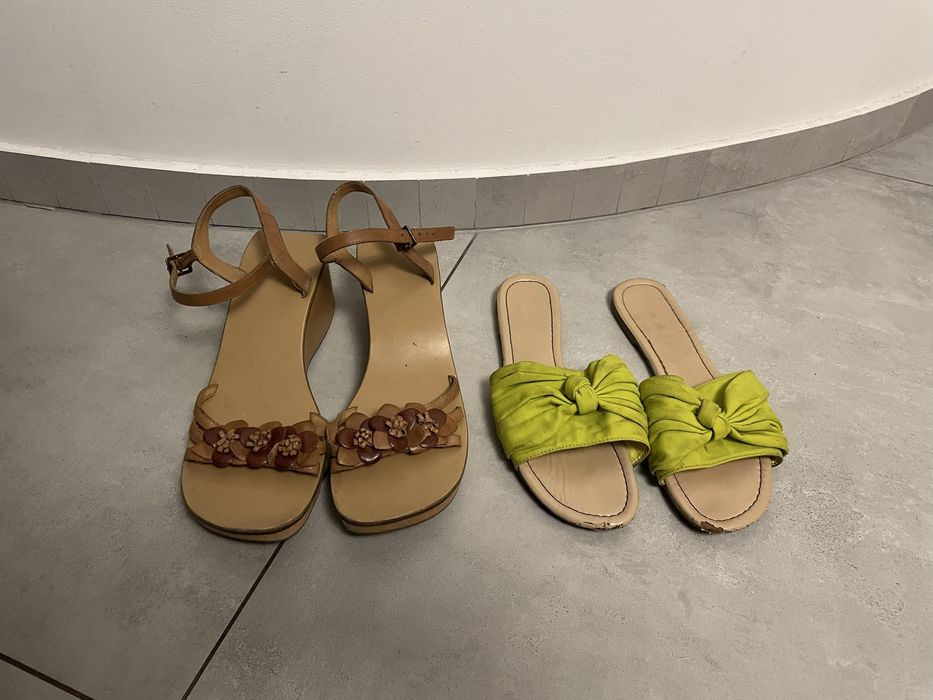 Buty letnie sandały sandałki na koturnie roz. 39/40 + klapki