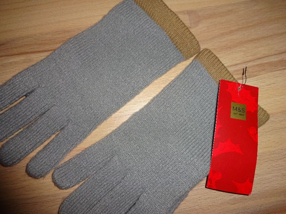 M&S Marks Spencer NOWE szare rękawiczki delikatne acrylic - one size  OKAZJA