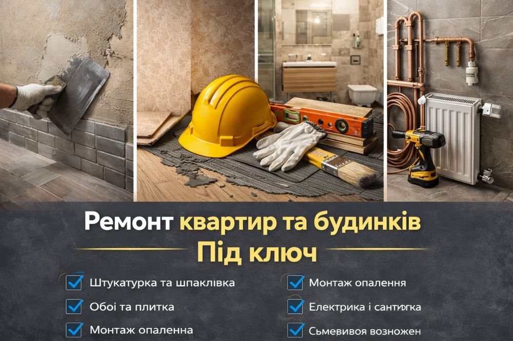 Ремонт під ключ. Всі види ремонтних робіт. Досвід роботи 16 років.