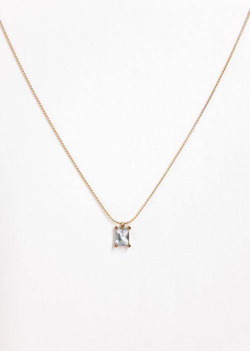 Colar com pendente cristal em aço inoxidável