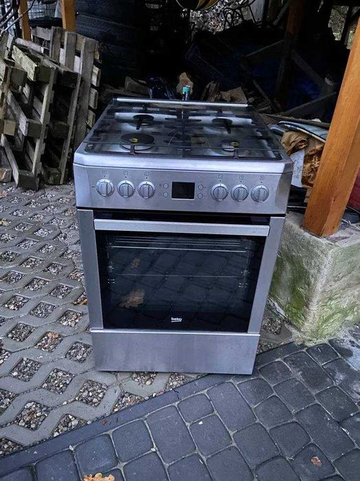 Газова плита Beko CSM62320DX з нержавійки! Великий склад!
